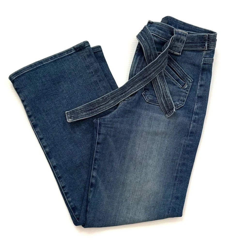 MOTHER Blue High-Waist Cropped Wide-Leg Jeans sz 27 - Picture 4 of 8